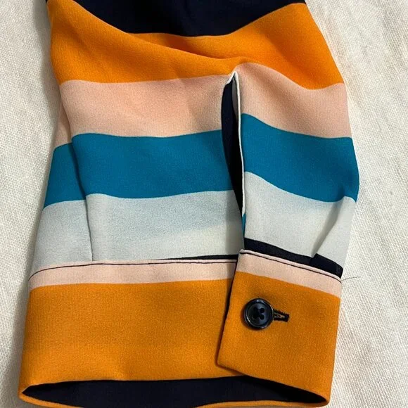 NWT Chico's Women's Top Button Down Shirt Colorful Stripes Long Sleeve Size 14 - Picture 5 of 7